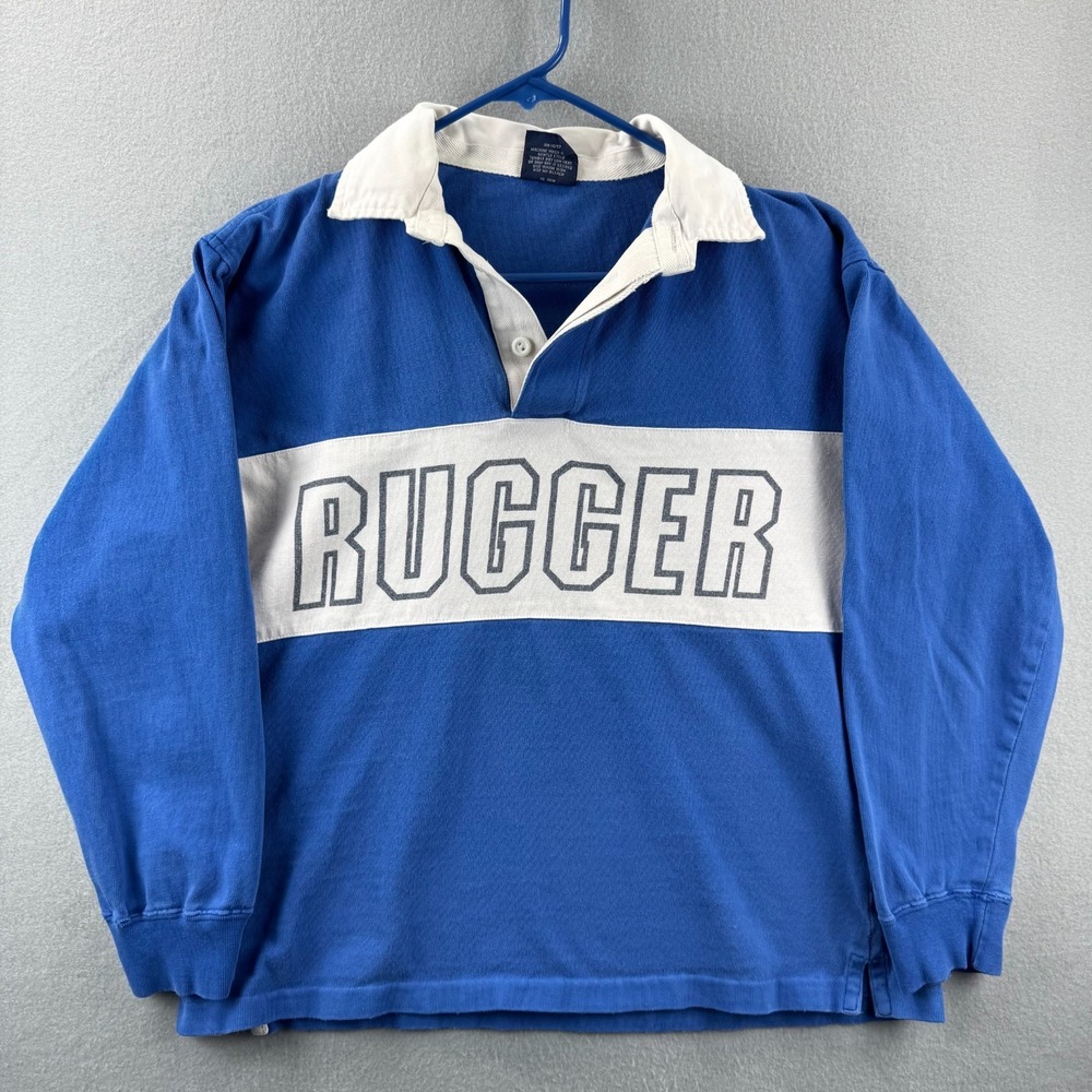 Vintage Gant Rugby Shirt Mens Medium RUGGER Cotton Long Sleeve Polo 90s